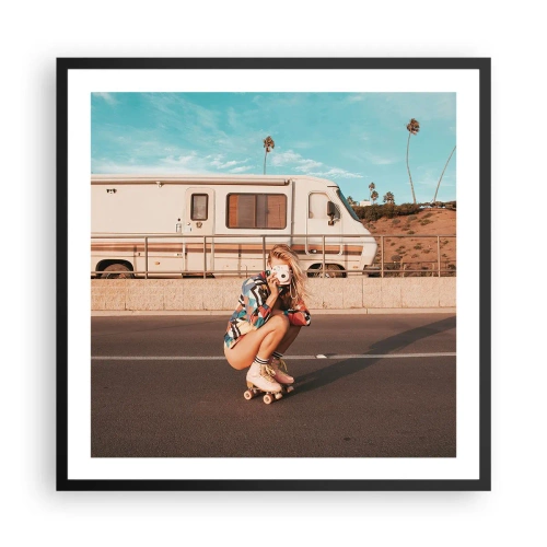 Poster in einem schwarzem Rahmen - Lächel bitte! - 60x60 cm