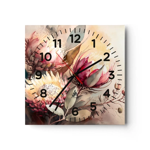 Wanduhr - Glasuhr - Im Profil und en face - 30x30 cm