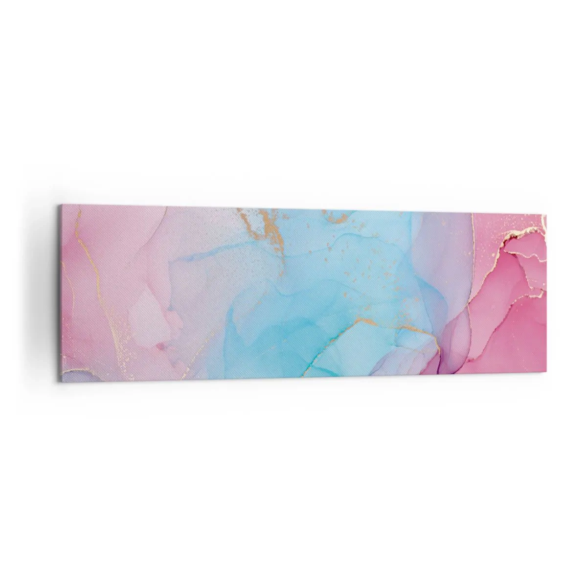 Bild auf Leinwand - Leinwandbild - Abstrakte Pastellmuster mit goldenen Akzenten - 160x50cm - Begegnung und Durchdringung - Moderne Wanddekoration für Wohnzimmer und Schlafzimmer ARTTOR