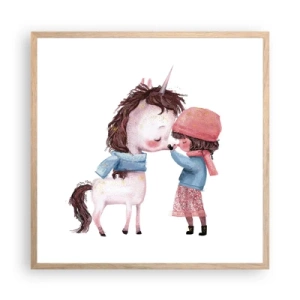 Poster in einem Rahmen aus heller Eiche - Ein Wintermärchen - 60x60 cm