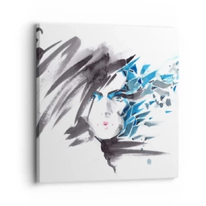 Bild auf Leinwand - Leinwandbild - Sinnliches Portrait in Grau und Blau - 30x30 cm