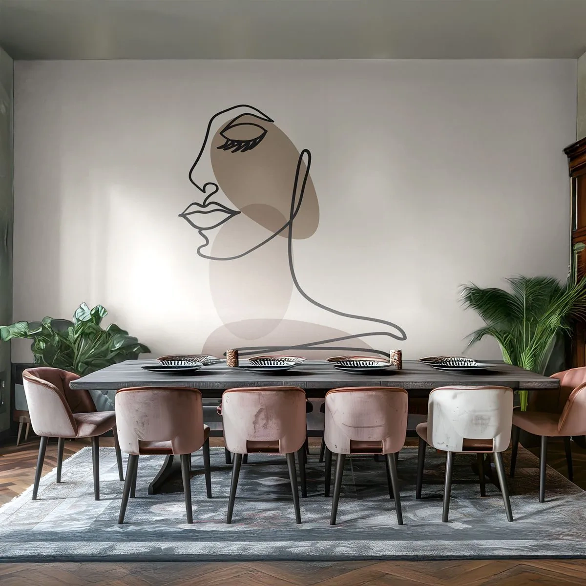 Fototapete Standard Eco - Eine gewisse Linie der Schönheit - Abstraktion, Das Gesicht einer Frau, Grafik - 200x140 cm