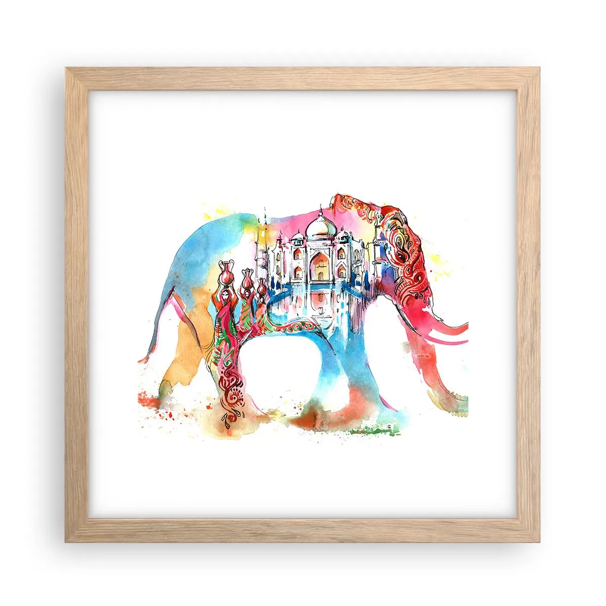 Poster in einem Rahmen aus heller Eiche - Indien – die Aura der Liebe - 30x30 cm