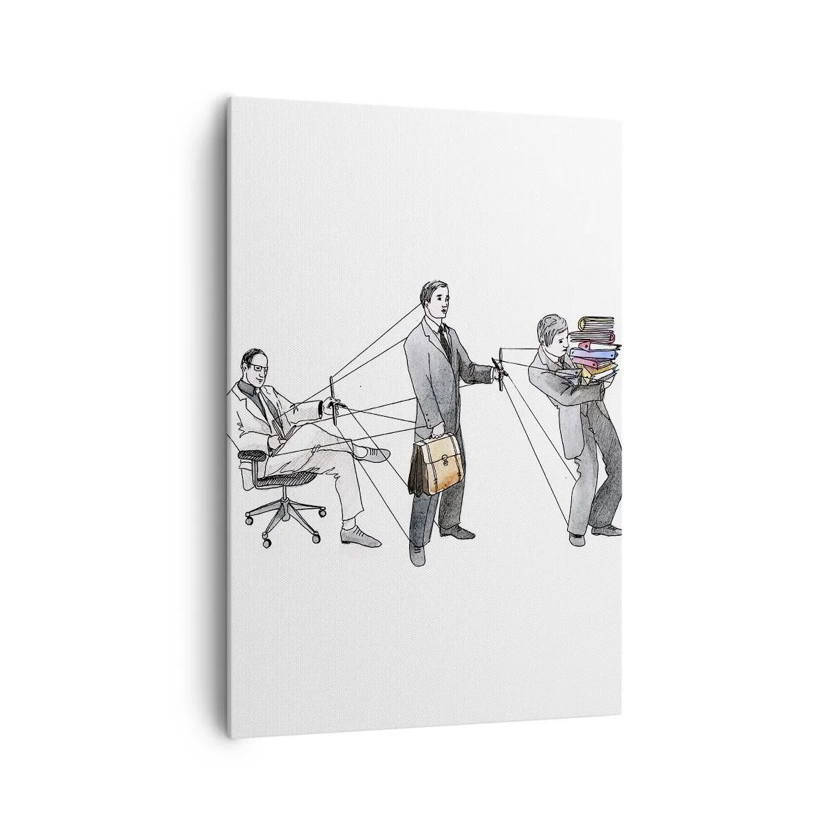 Bild auf Leinwand - Leinwandbild - Eine Illustration, die zeigt, wie Menschen wie Marionetten kontrolliert werden. - 70x100cm - Jeder hat seinen Meister - Moderne Wanddekoration für Wohnzimmer und Schlafzimmer ARTTOR