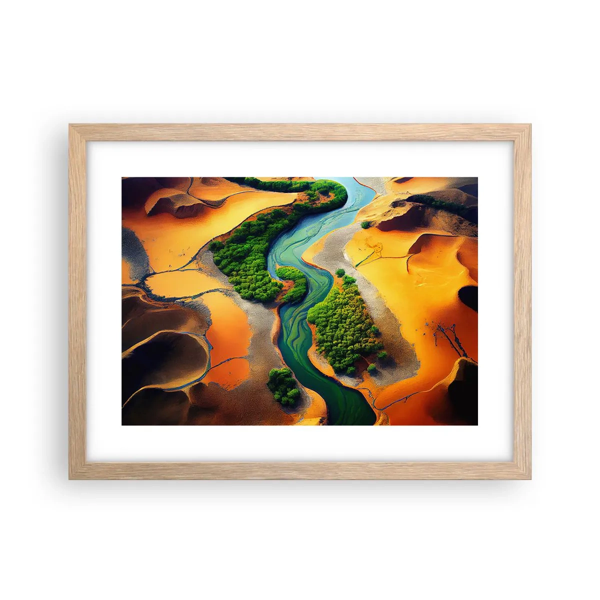 Poster in einem Rahmen aus heller Eiche - Lebensspendender Fluss - 40x30 cm