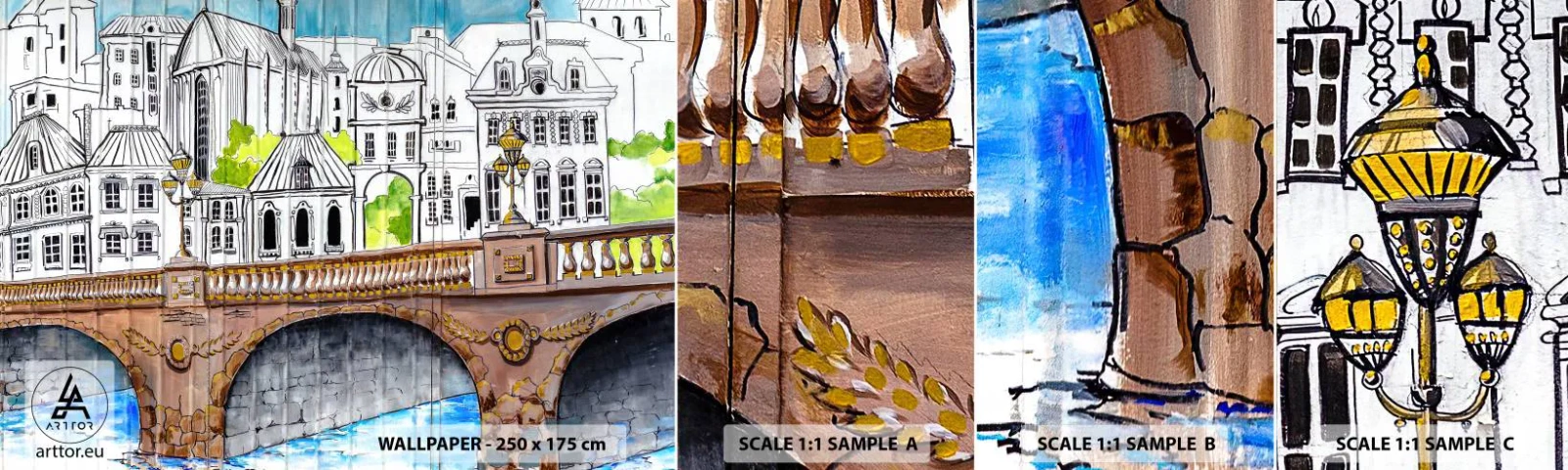 Fototapetenmuster Standard Eco - Die Stadt ist gemalt - Graffiti, Frankreich, Die Architektur - 100x30 cm