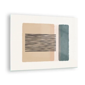 Glasbild - Bild auf glas - Geometrische Komposition mit Streifen und Farbblöcken - 70x50cm - Alles ist in Ordnung - Moderne Wanddekoration für Wohnzimmer und Schlafzimmer ARTTOR