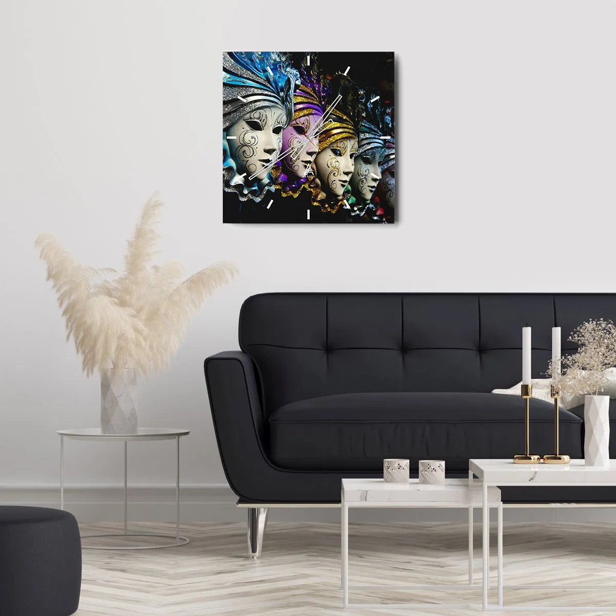 Wanduhr - Glasuhr - Geheimnis in Gold und Silber - 40x40 cm