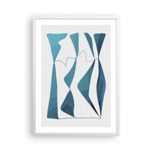 Poster in einem weißen Rahmen - Abstraktion: türkisfarbene Verbindung - 50x70 cm