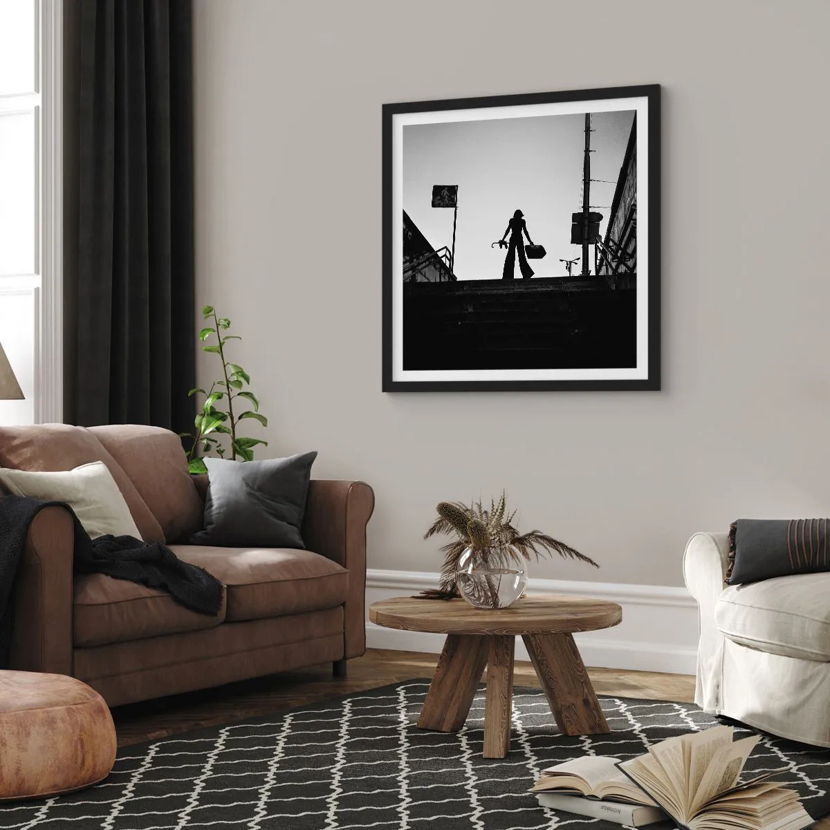 Poster in einem schwarzem Rahmen - Städtisches Wandern - 60x60 cm