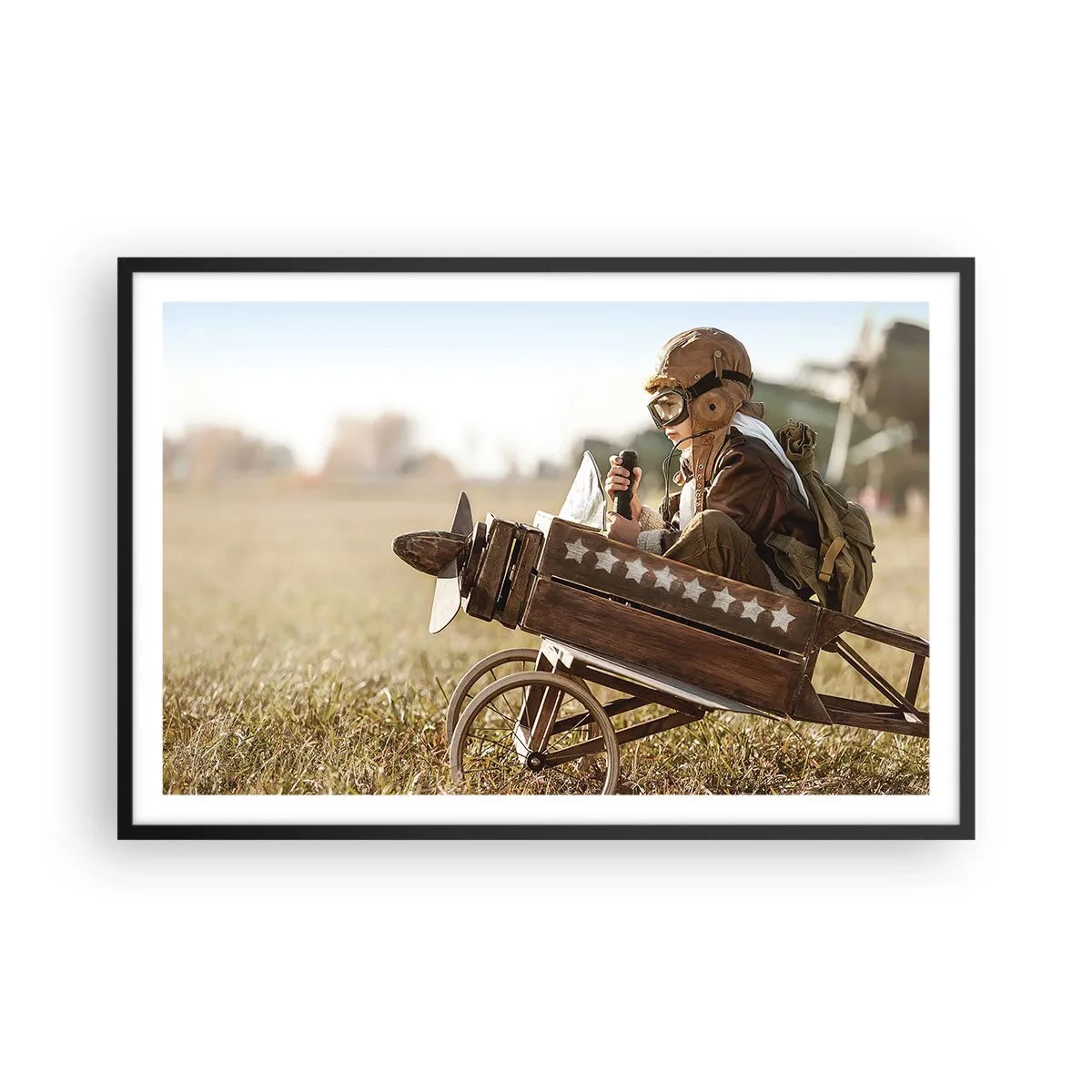 Poster in einem schwarzem Rahmen - Start in Richtung eines Traums - 91x61 cm