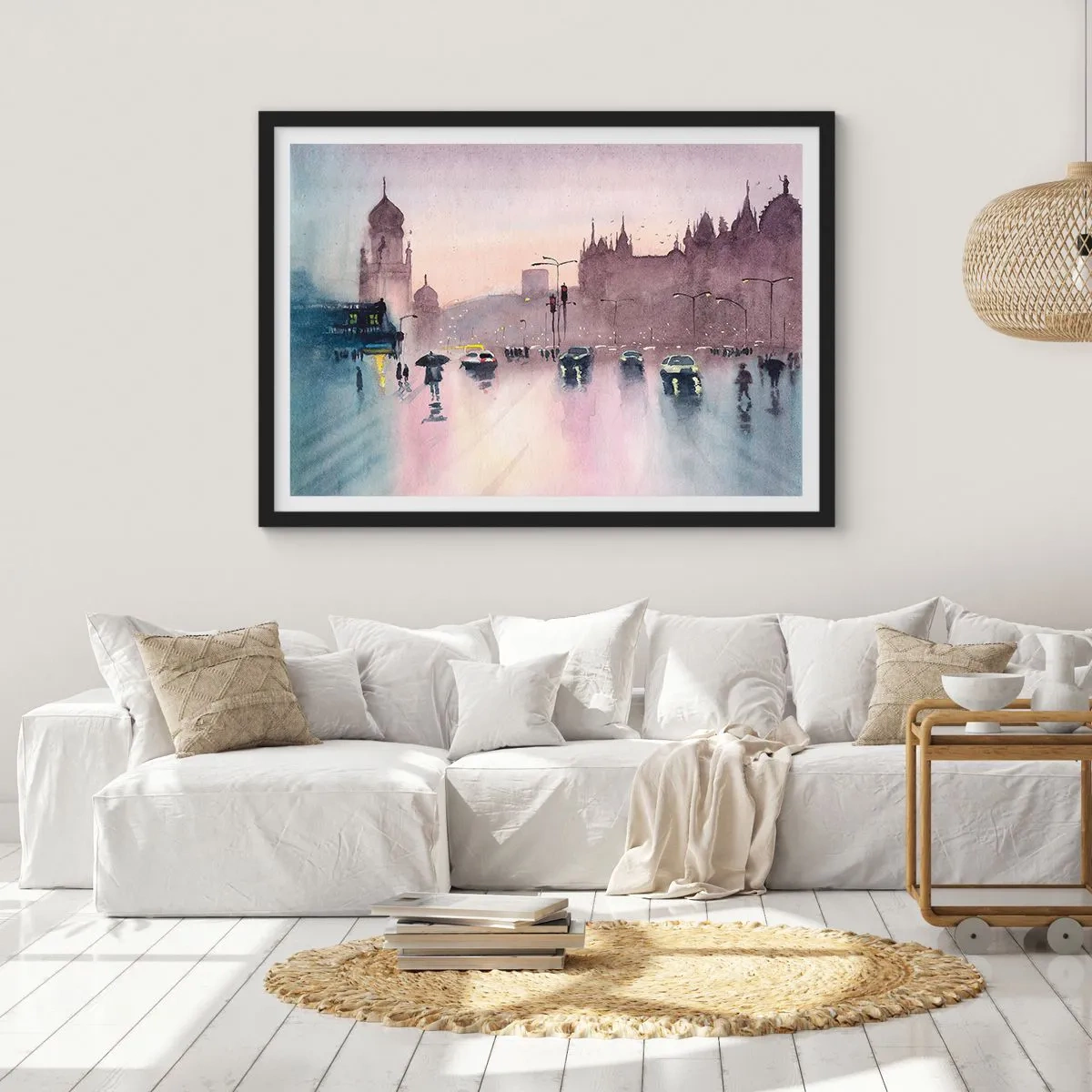 Poster in einem schwarzem Rahmen - Im regnerischen Dunst - 50x40 cm
