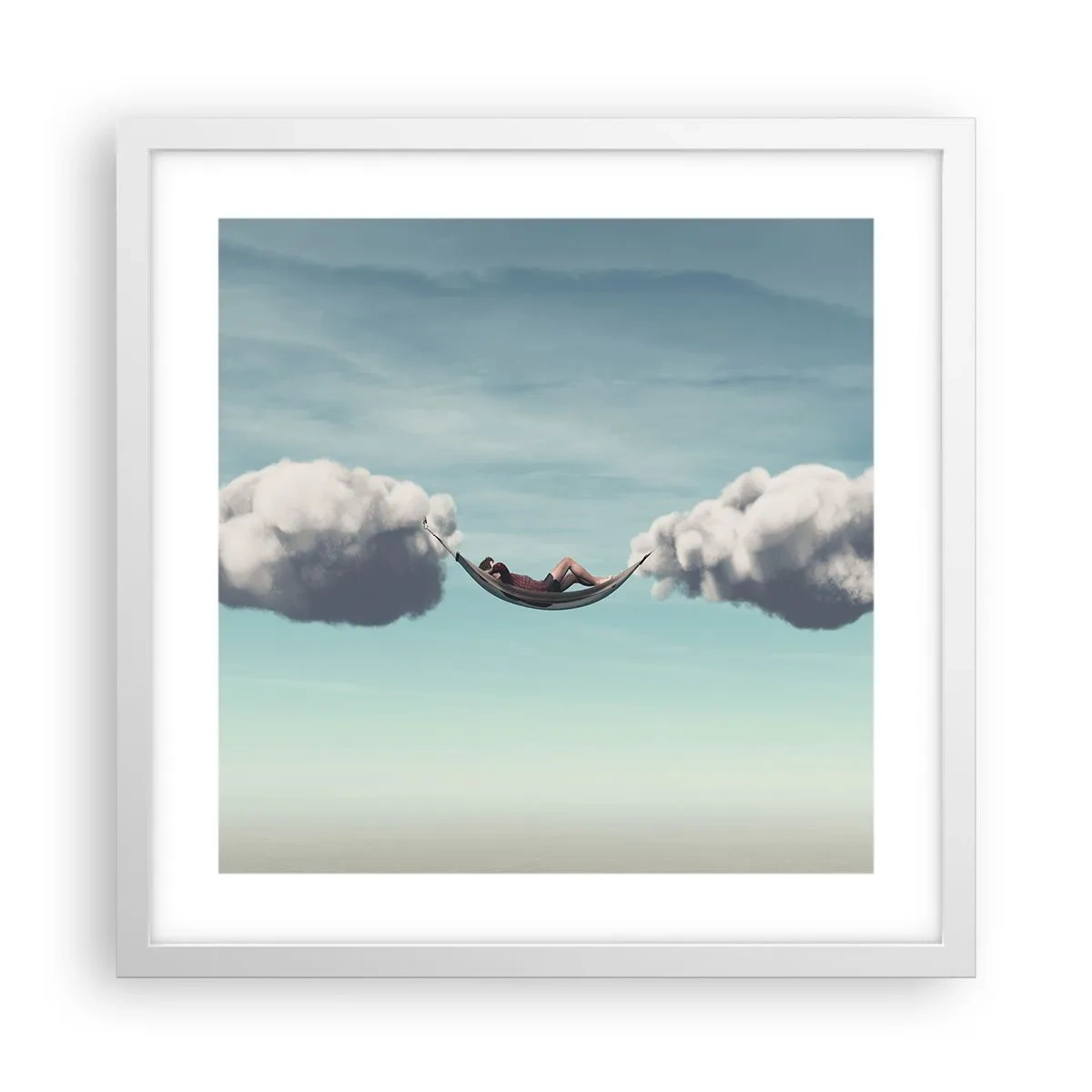 Poster in einem weißen Rahmen - Die Behaglichkeit des Augenblicks - 40x40 cm