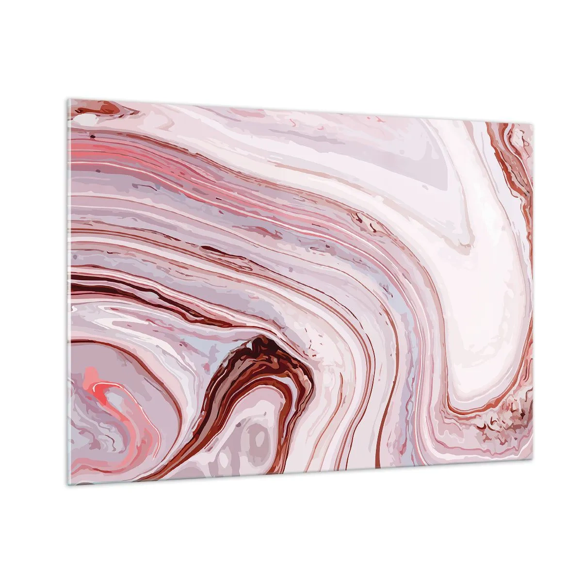 Glasbild - Bild auf glas - Marmormuster in Rosa- und Brauntönen - 100x70cm - Geradeaus, dann rechts runter - Moderne Wanddekoration für Wohnzimmer und Schlafzimmer ARTTOR