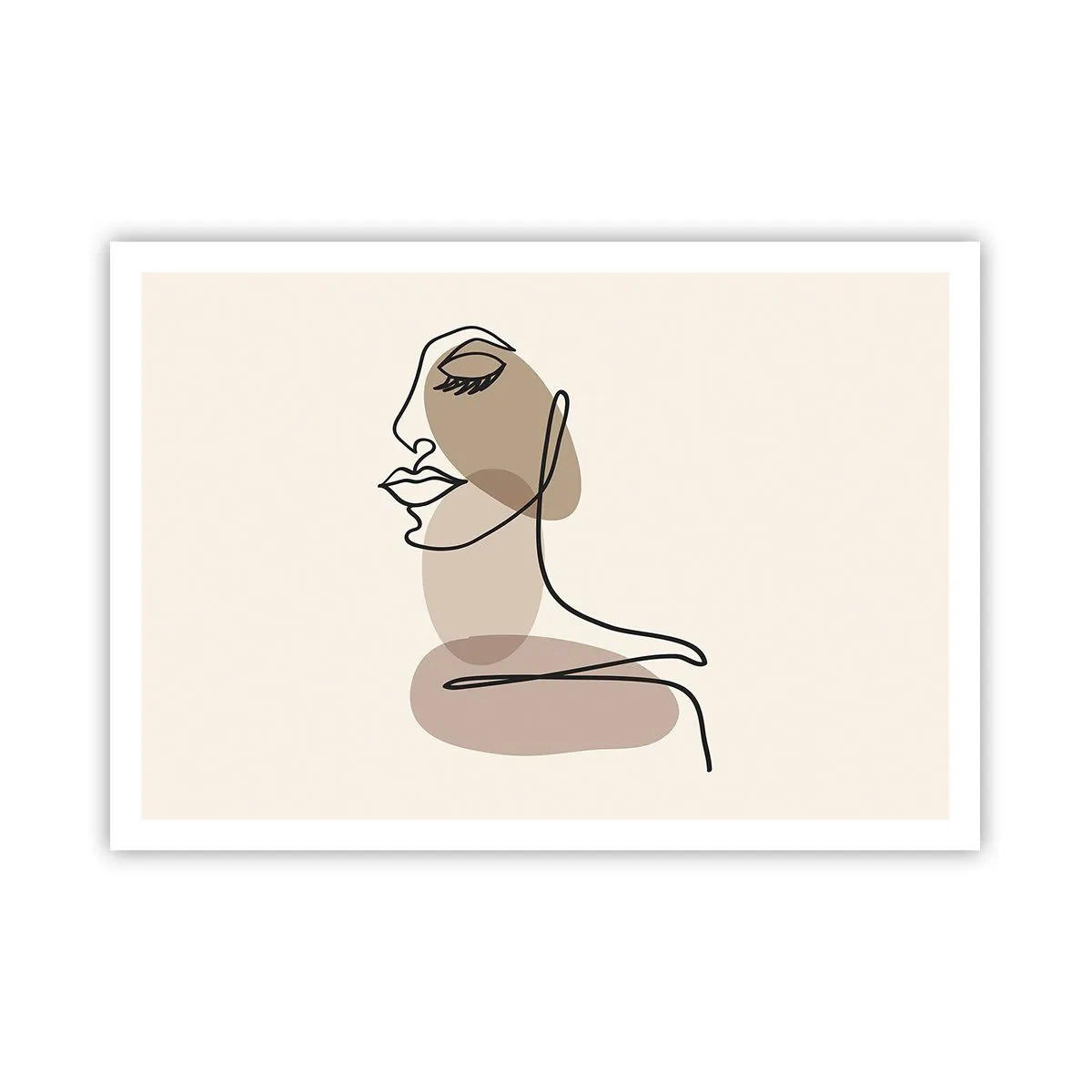 Poster - Ein weibliches Profil im minimalistischen Line-Art-Stil - 100x70cm - Eine gewisse Linie der Schönheit - Moderne Wanddekoration für Wohnzimmer und Schlafzimmer ARTTOR