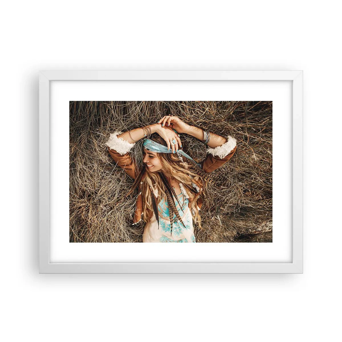 Poster in einem weißen Rahmen - Auf dem Weg in den Sommer der Liebe - 40x30 cm