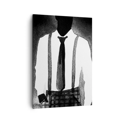 Bild auf Leinwand - Leinwandbild - Charaktere im Noir-Stil, schwarz-weiße Eleganz und Mysterium - 50x70cm - In Noir-Atmosphäre - Moderne Wanddekoration für Wohnzimmer und Schlafzimmer ARTTOR