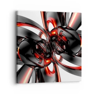 Bild auf Leinwand - Leinwandbild - Uhrwerk in Graphit und Rot - 30x30 cm