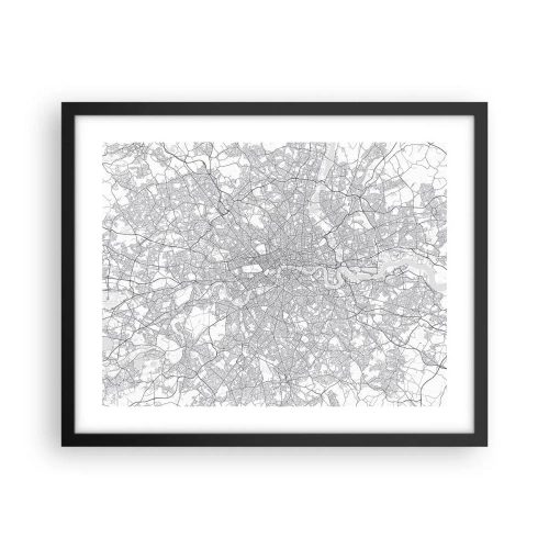 Poster in einem schwarzem Rahmen - Karte des Labyrinths von London - 50x40 cm