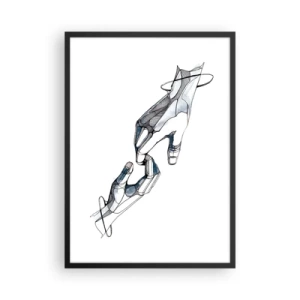 Poster in einem schwarzem Rahmen - Abstrakte Hände in einer künstlerischen Komposition aus Linien und Farben - 50x70cm - Eine gute Geste - Moderne Wanddekoration für Wohnzimmer und Schlafzimmer ARTTOR