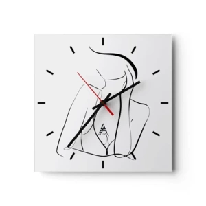 Wanduhr - Glasuhr - Eine zarte Skizze einer weiblichen Silhouette im minimalistischen Stil - 30x30cm - Auf der Traumwelle - Moderne Wanddekoration für Wohnzimmer und Schlafzimmer ARTTOR