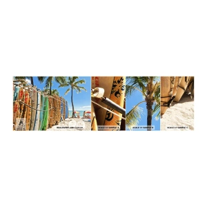 Fototapeten Muster Selbstklebend Deluxe Sticker - Sonniger Spaß - Landschaft, Surfbrett, Strand - 100x30 cm