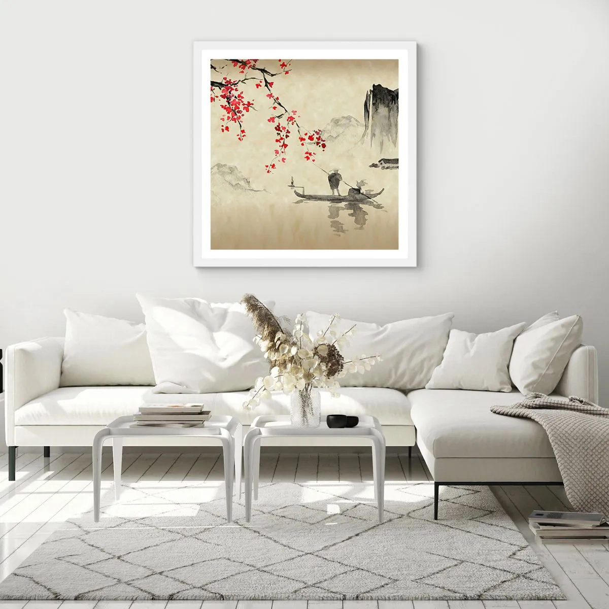 Poster in einem weißen Rahmen - Im Land der blühenden Kirschbäume - 30x30 cm