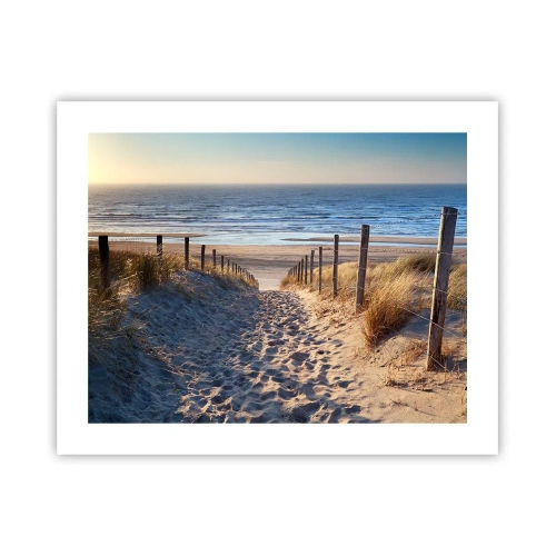 Poster - Das Rauschen des Meeres, der Gesang der Vögel, ein wilder Strand im Gras ... - 50x40 cm