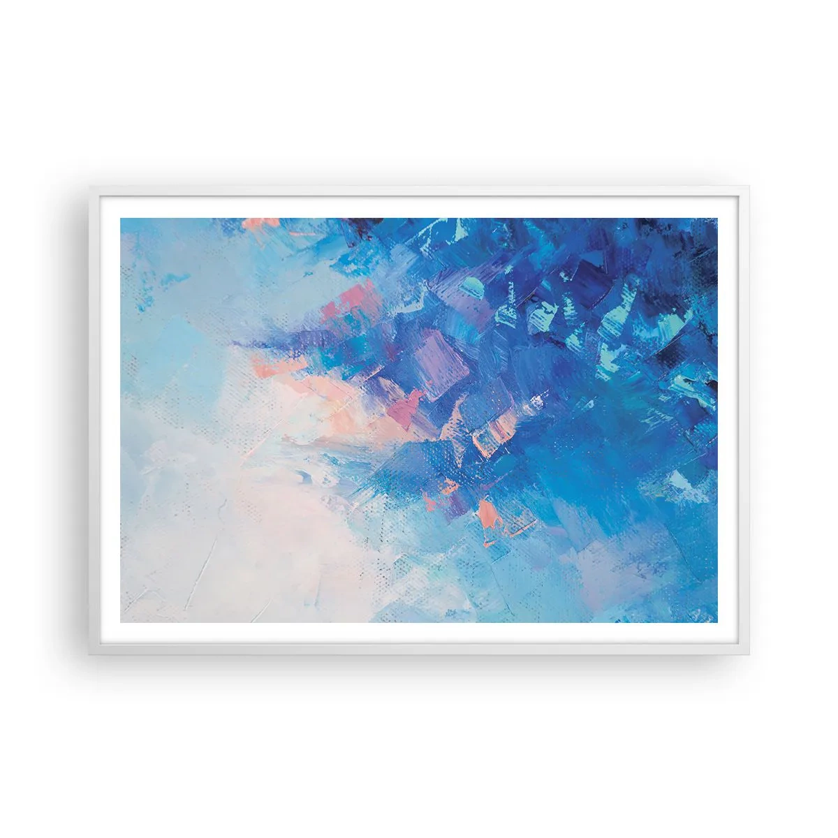 Poster in einem weißen Rahmen - Winter-Abstraktion - 100x70 cm