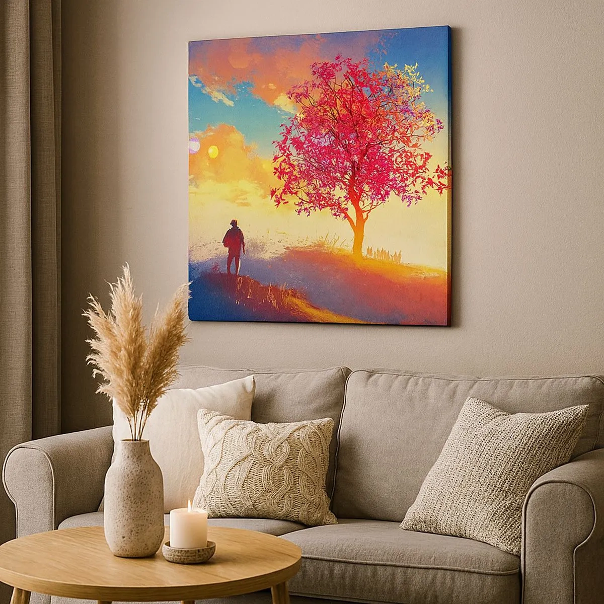 Bild auf Leinwand - Leinwandbild - Pilger am Ziel - 30x30 cm