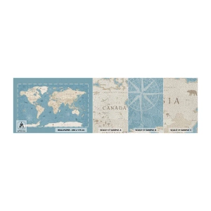 Fototapeten Muster Premium Canvas - Die Welt liegt zum Greifen nah - Weltkarte, Jahrgang, Grunge - 100x30 cm