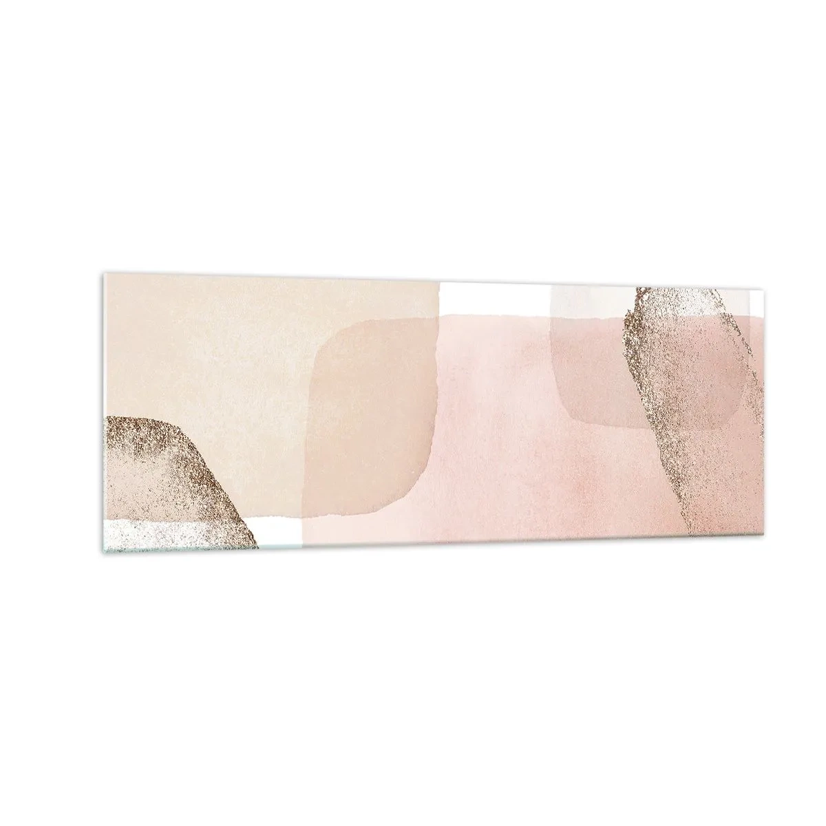 Glasbild - Bild auf glas - Pastellfarbene Flecken mit goldenen Elementen - 140x50cm - Ein Blick durch die Farbe - Moderne Wanddekoration für Wohnzimmer und Schlafzimmer ARTTOR