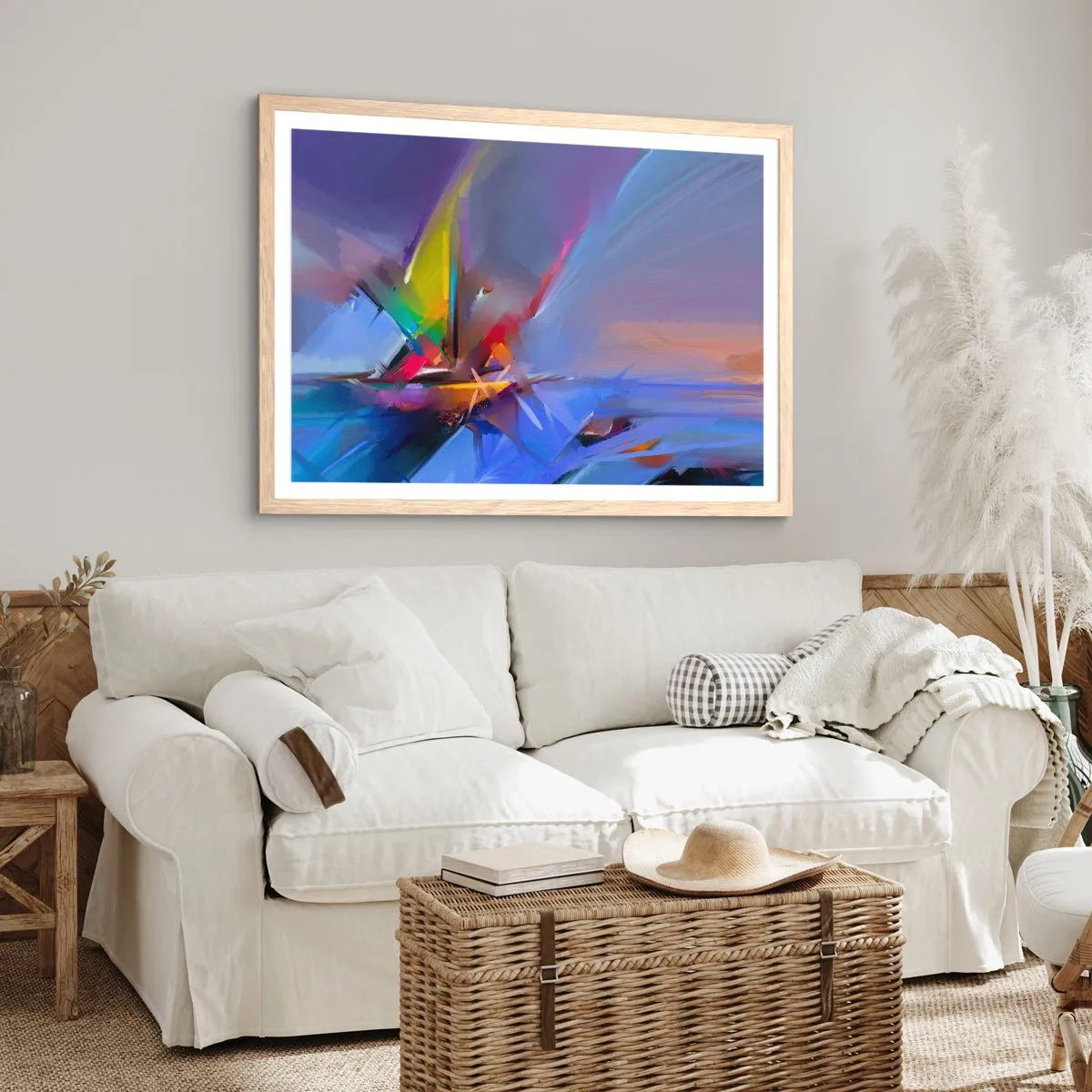 Poster in einem Rahmen aus heller Eiche - Propeller wie ein Vogel - 70x50 cm