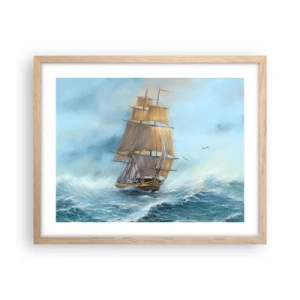 Poster in einem Rahmen aus heller Eiche - Über die Wellen gleiten - 50x40 cm