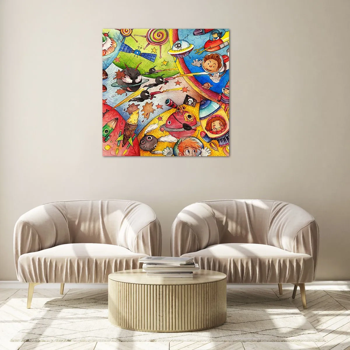 Glasbild - Bild auf glas - Tolles Weltraumabenteuer - 60x60 cm