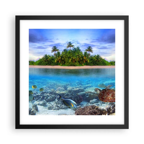 Poster in einem schwarzem Rahmen - Heavenly Island lädt dich ein - 40x40 cm