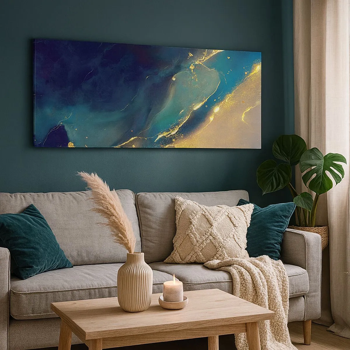 Bild auf Leinwand - Leinwandbild - Der goldene Teich - 100x40 cm