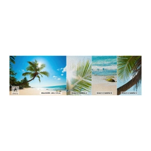 Fototapeten Muster Premium Sand - Niemandem zeigen - Landschaft, Strand, Kokusnuss-Palme - 100x30 cm