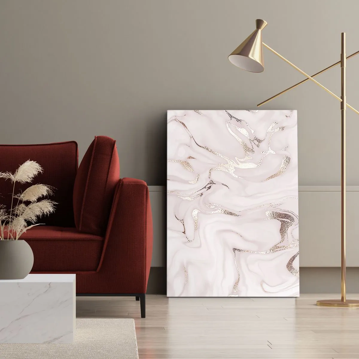 Bild auf Leinwand - Leinwandbild - In einem rosa Schal - 45x80 cm