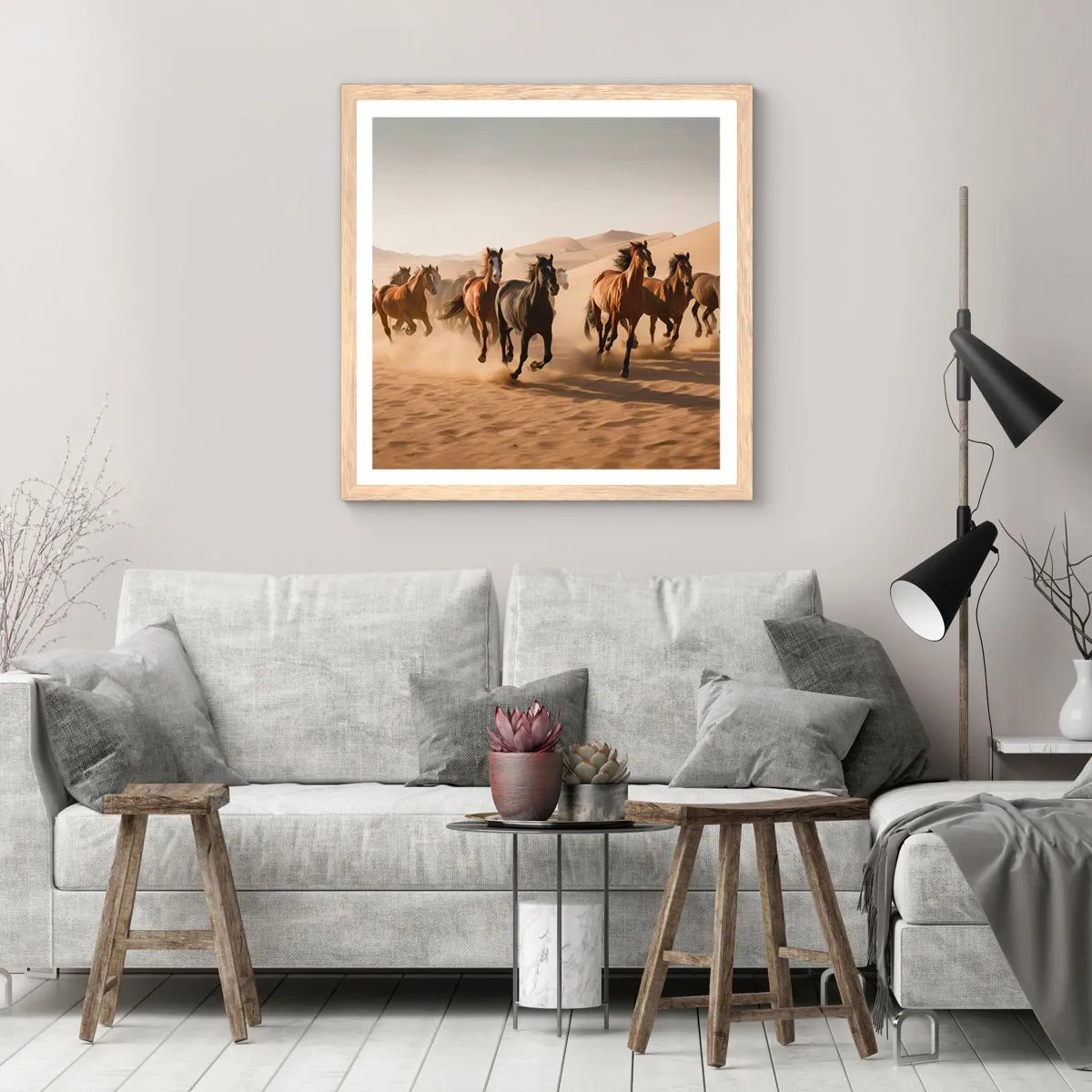 Poster in einem Rahmen aus heller Eiche - Frei wie der Wind - 60x60 cm