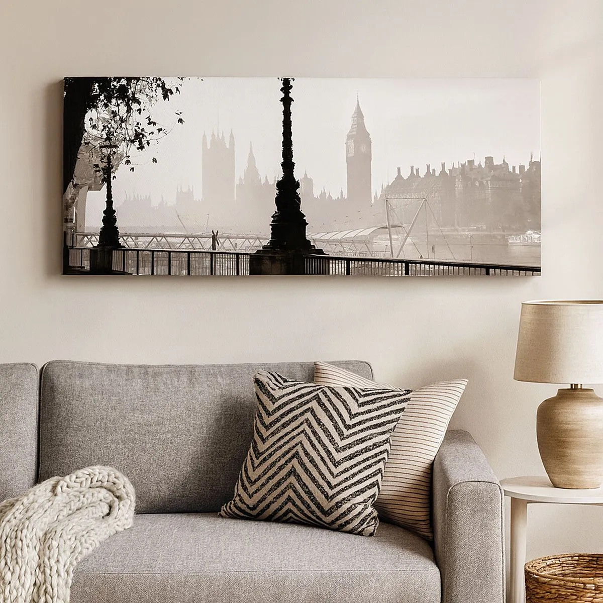 Bild auf Leinwand - Leinwandbild - Londoner Morgen - 100x40 cm