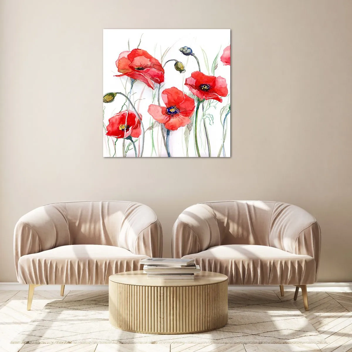 Glasbild - Bild auf glas - Polnische Blumen - 60x60 cm