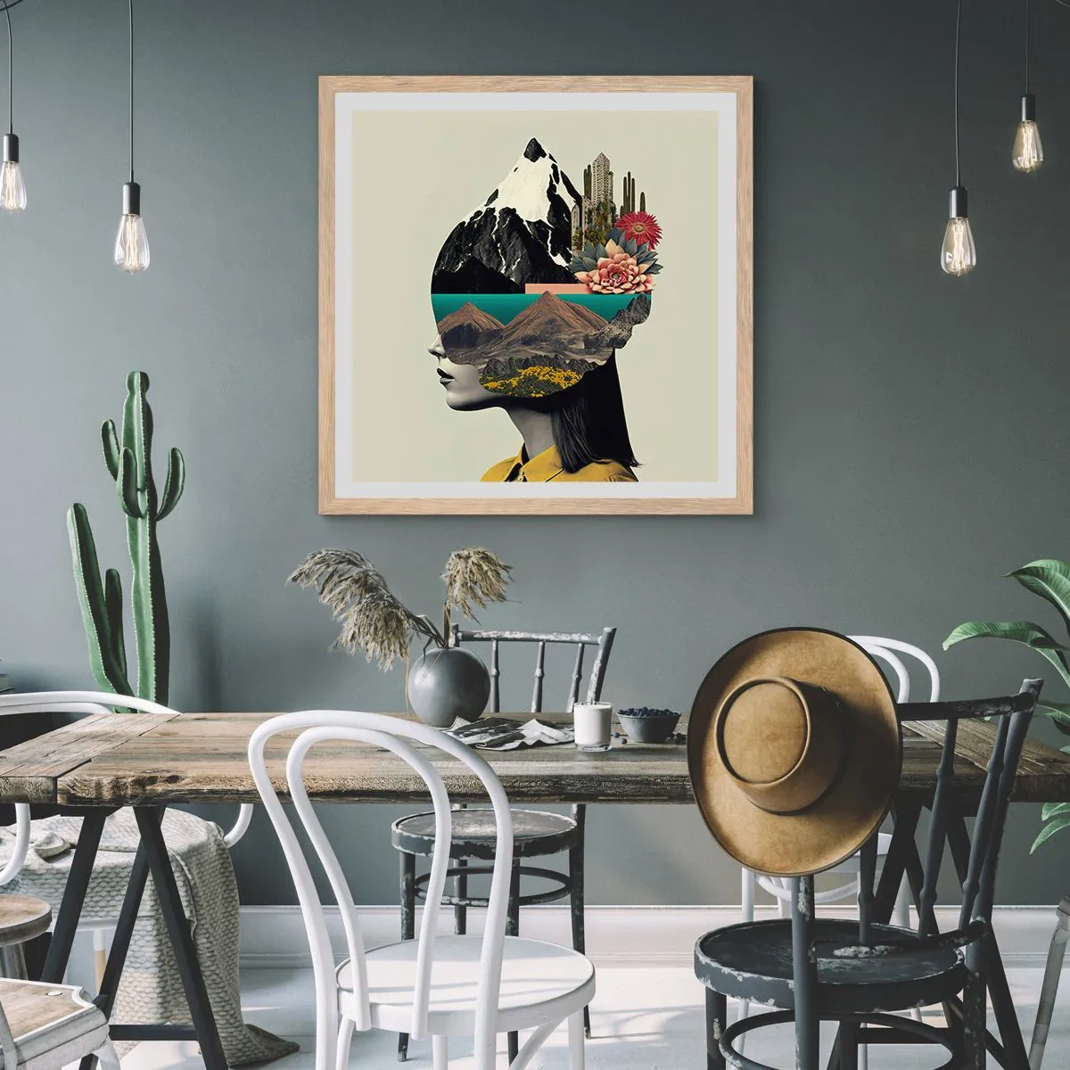 Poster in einem Rahmen aus heller Eiche - Frau – bleibt immer ein Geheimnis - 60x60 cm