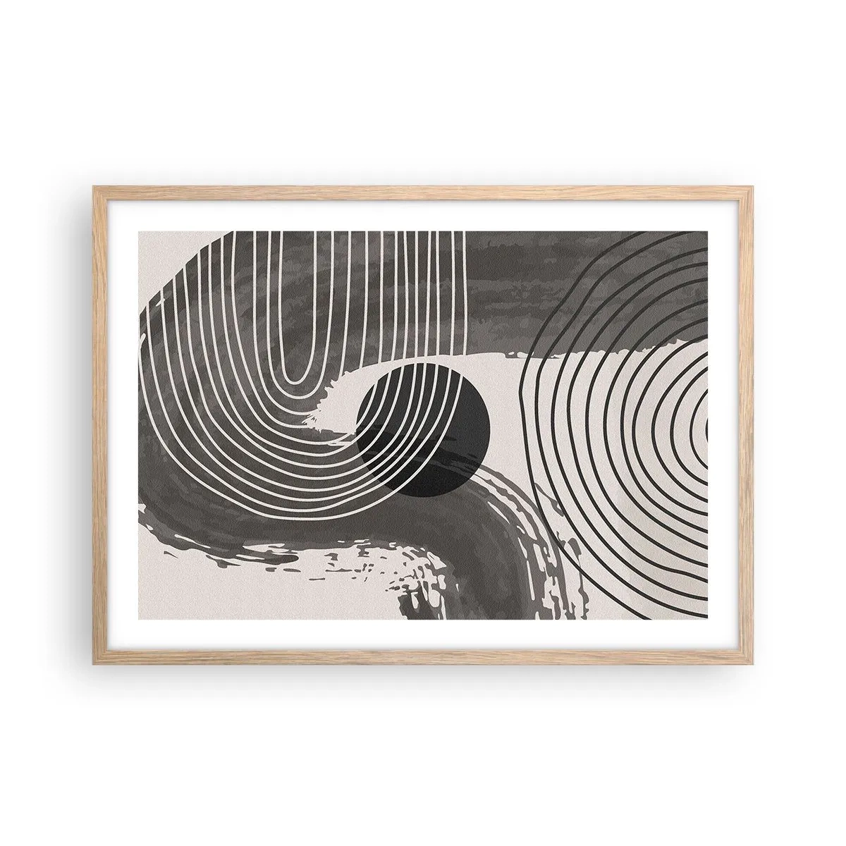 Poster in einem Rahmen aus heller Eiche - Oval gewinnt - 70x50 cm