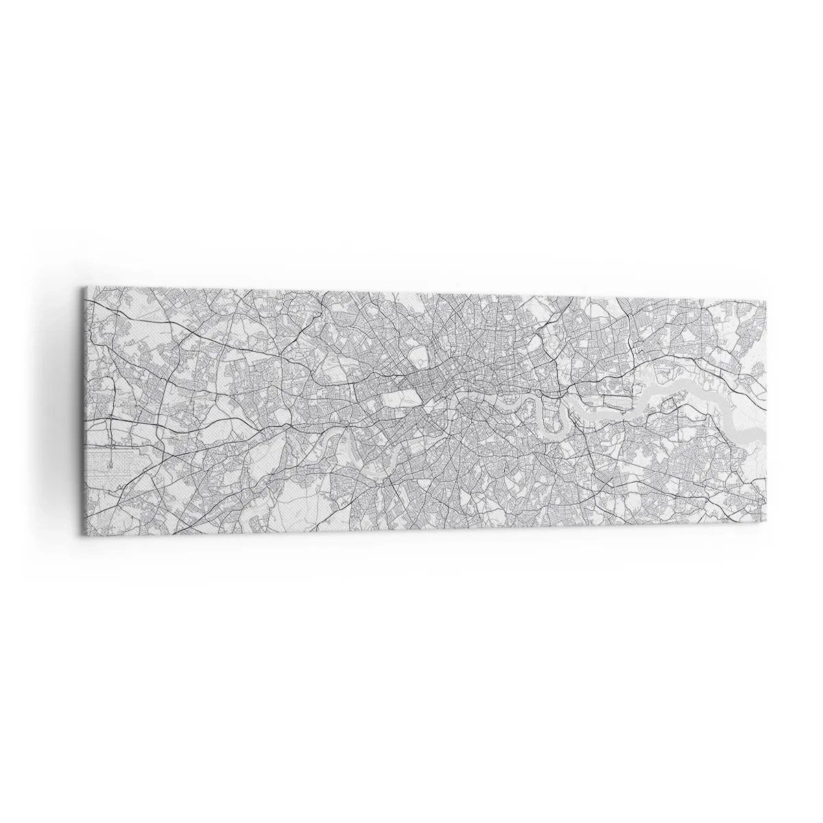 Bild auf Leinwand - Leinwandbild - Ein minimalistischer Stadtplan in Grautönen - 160x50cm - Karte des Labyrinths von London - Moderne Wanddekoration für Wohnzimmer und Schlafzimmer ARTTOR