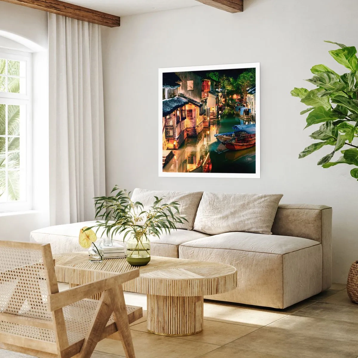 Poster - Ein Abend auf einer chinesischen Straße - 50x50 cm