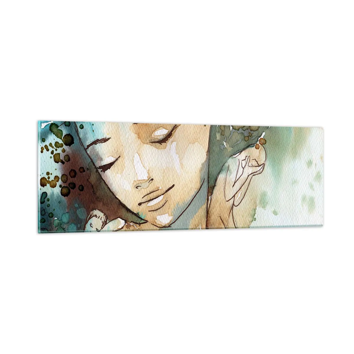 Glasbild - Bild auf glas - Dame in Blau - 90x30 cm