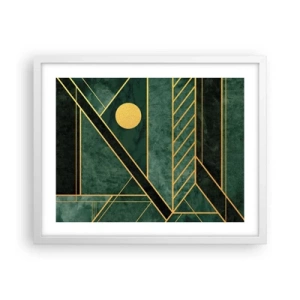 Poster in einem weißen Rahmen - Dynamik von Gold und Azurblau - 50x40 cm