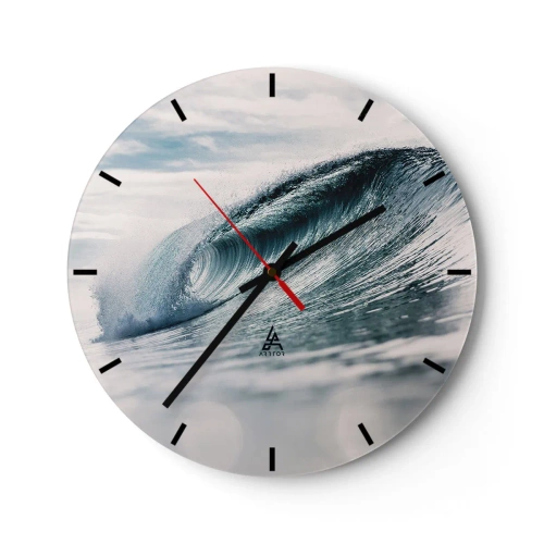 Wanduhr - Glasuhr - Eine dynamische Meereswelle, in Bewegung eingefangen - 30x30cm - Wasserspitze - Moderne Wanddekoration für Wohnzimmer, Küche und Schlafzimmer ARTTOR