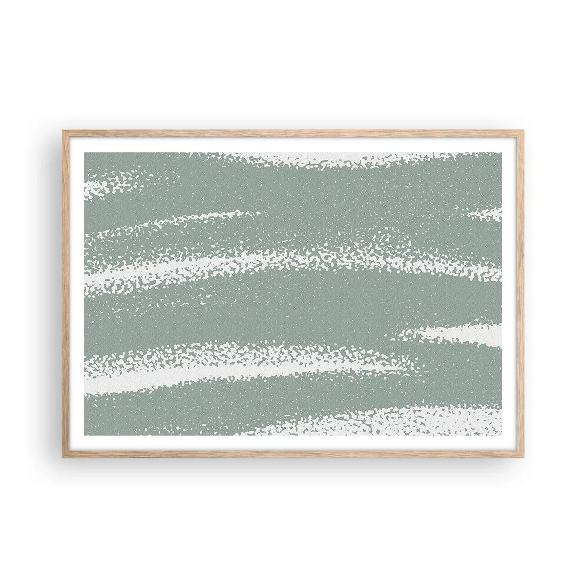 Poster in einem Rahmen aus heller Eiche - Abstraktion im Winterklima - 100x70 cm